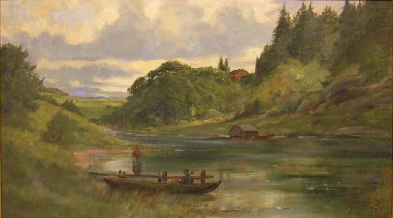 Johan Fredrik Krouthen Woman and Boat china oil painting image